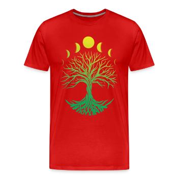 Baumkreis Mondphasen - Männer Premium Bio T-Shirt - Rot - Vorne - Damien (186cm)