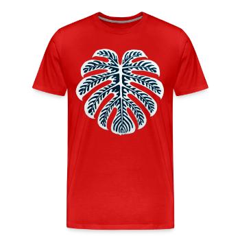 Monstera Blatt – Tropisches Deco Art Design - Männer Premium Bio T-Shirt - Rot - Vorne - Damien (186cm)