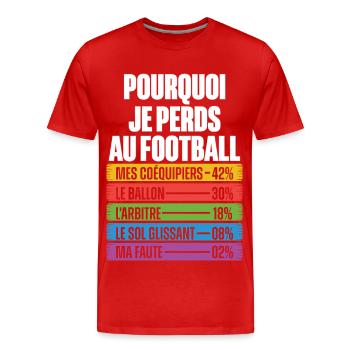 Les Raisons Drôles de Perdre Humour Coach Football - T-shirt bio Premium Homme - rouge - Devant - Damien (186cm)