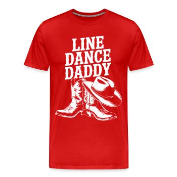 Line Dance Daddy Boots - Men's Premium Organic T-Shirt - red - Front - Damien (186cm)