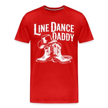 Line Dance Daddy Western Boots - Men's Premium Organic T-Shirt - red - Front - Damien (186cm)