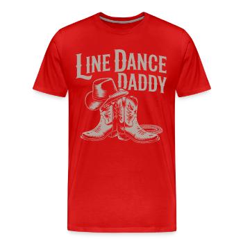 Line Dance Daddy Cowboy Boots - Men's Premium Organic T-Shirt - red - Front - Damien (186cm)