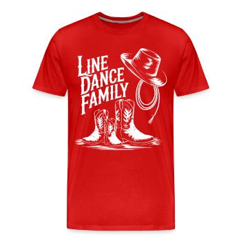 Line Dance Family Cowboy Boots - Men's Premium Organic T-Shirt - red - Front - Damien (186cm)