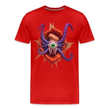 ALIEN ESCAPE - geek & scifi - T-shirt bio Premium Homme - rouge - Devant - Damien (186cm)
