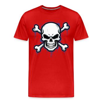 Crâne sombre avec os - T-shirt bio Premium Homme - rouge - Devant - Damien (186cm)