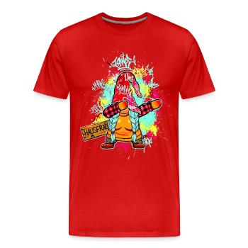 FEMME au foyer Gnome Dab Graffiti Maman de Noël Drôle - T-shirt bio Premium Homme - rouge - Devant - Damien (186cm)