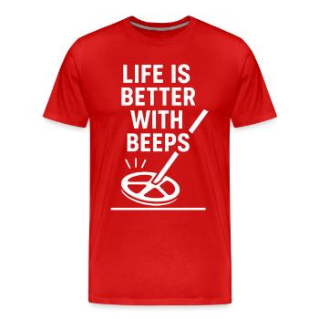 Life Is Better With Beeps Metal Detecting Fun - Men's Premium Organic T-Shirt - red - Front - Damien (186cm)