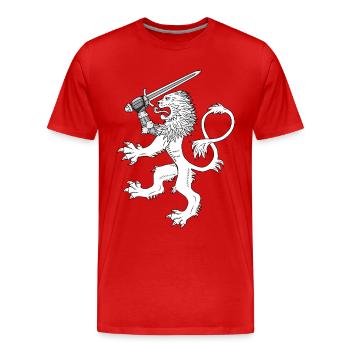 Aalto Asko Art Heraldic Lion White - Men's Premium Organic T-Shirt - red - Front - Damien (186cm)