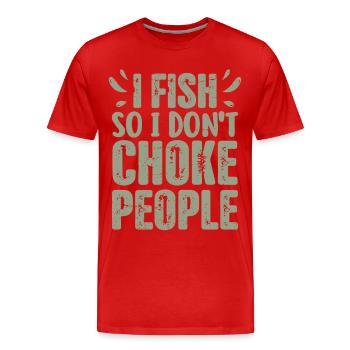 Pêcheur hilarant disant que la pêche présente - T-shirt bio Premium Homme - rouge - Devant - Damien (186cm)