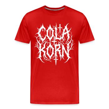 Cola Korn Black Metal - Männer Premium Bio T-Shirt - Rot - Vorne - Damien (186cm)