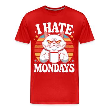 Mürrische Katze Ich Hasse Montage - T-shirt bio Premium Homme - rouge - Devant - Damien (186cm)
