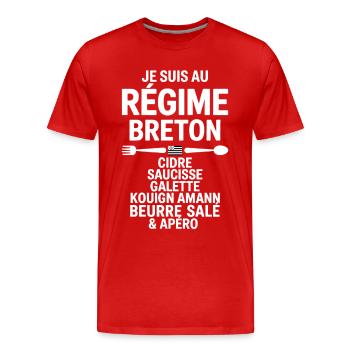 Breton diet Humour Cider Sausage Galette Butter - Men's Premium Organic T-Shirt - red - Front - Damien (186cm)