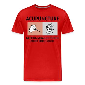 Praticien agréé en médecine traditionnelle chinoise, expert en histoire - T-shirt bio Premium Homme - rouge - Devant - Damien (186cm)