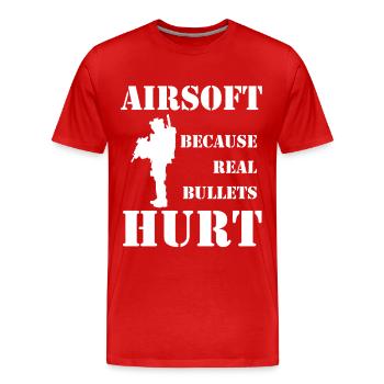 Airsoft Truth: Real Bullets Hurt - Men's Premium Organic T-Shirt - red - Front - Damien (186cm)