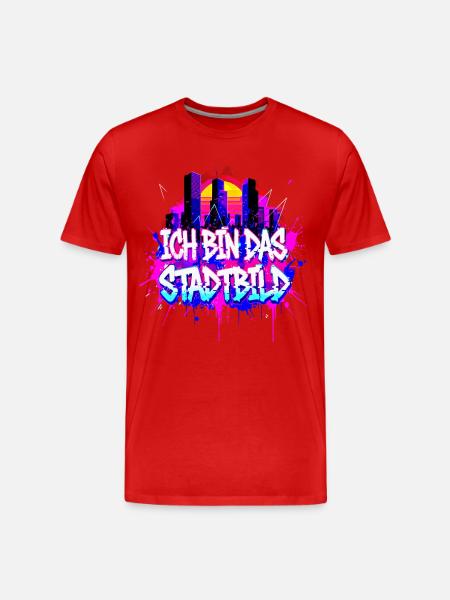 Synthwave Stadtbild - Ich Bin Das Stadtbild - Männer Premium Bio T-Shirt - Rot