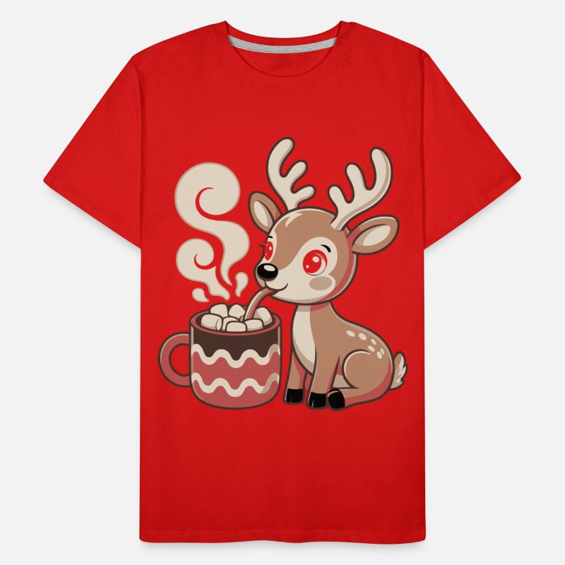 Cuddly deer drinks cocoa Men's Premium Organic T-Shirt