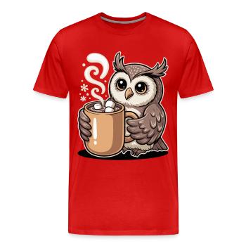 Chouette câline avec du cacao - T-shirt bio Premium Homme - rouge - Devant - Damien (186cm)