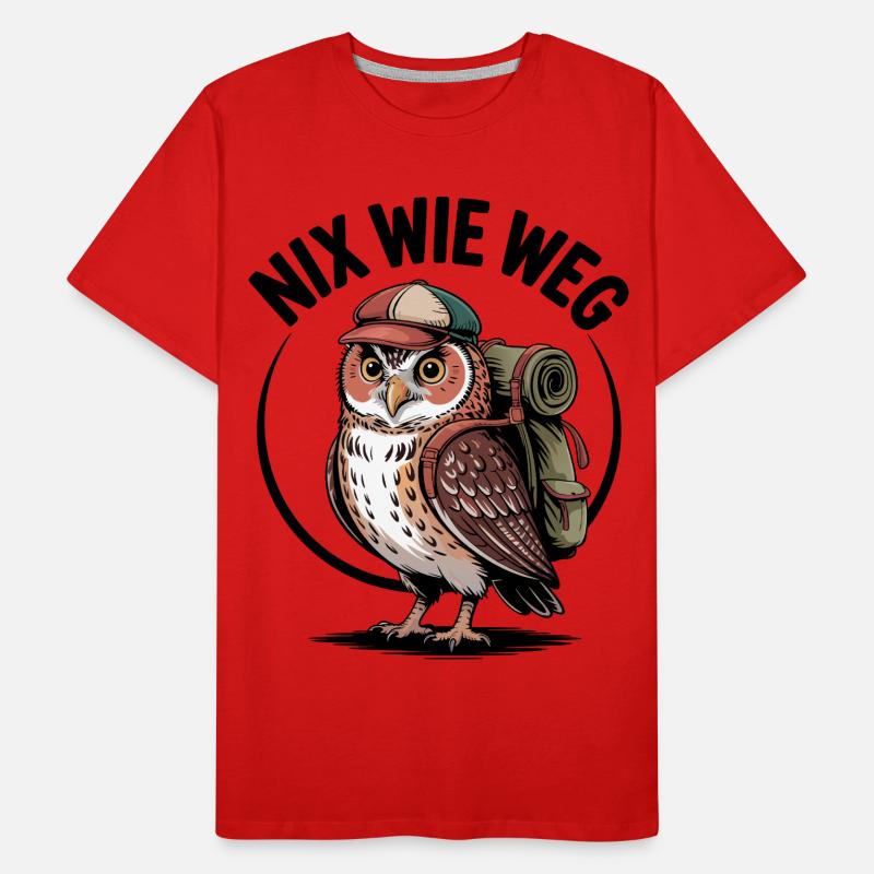 Hiking owl with backpack Men's Premium Organic T-Shirt