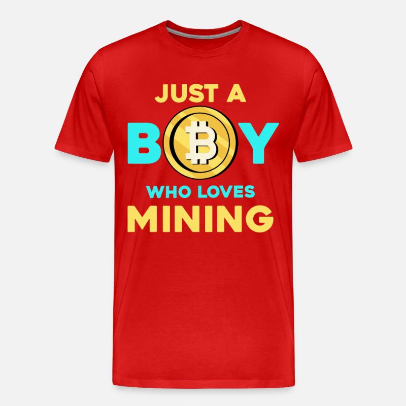 Krypto Mining Junge – Bitcoin Leidenschaft - Männer Premium Bio T-Shirt - Rot