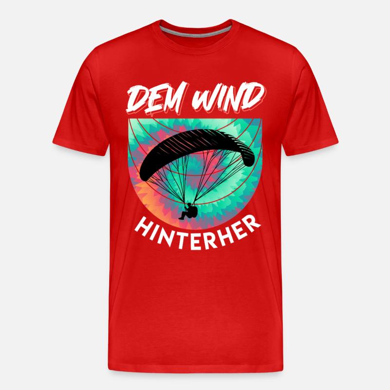 Gleitschirmflieger DEM WIND HINTERHER Lustig - Männer Premium Bio T-Shirt - Rot
