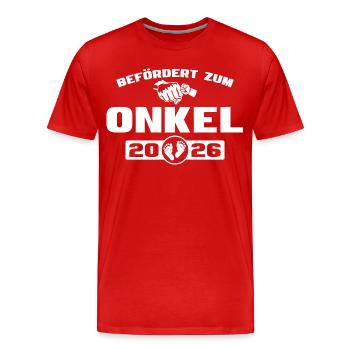 Babyparty Befördert zum Onkel 2026 - Männer Premium Bio T-Shirt - Rot - Vorne - Damien (186cm)