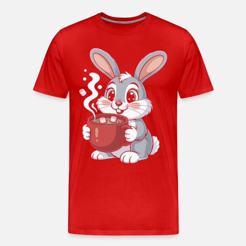 Kuschelbunny mit Kaffeebecher - Männer Premium Bio T-Shirt - Rot