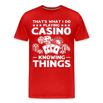 Casino Glücksspieler - Männer Premium Bio T-Shirt - Rot - Vorne - Damien (186cm)