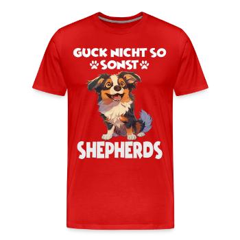 Dictons de chiens Promenade cadeau pour amoureux des chiens AUSSIE - T-shirt bio Premium Homme - rouge - Devant - Damien (186cm)