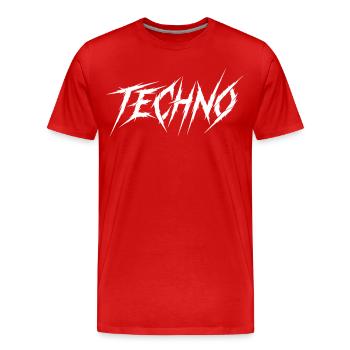 Techno Zacken Schrift Grafik - Männer Premium Bio T-Shirt - Rot - Vorne - Damien (186cm)
