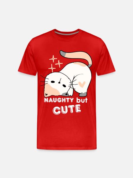 Chat coquin et mignon - T-shirt bio Premium Homme - rouge