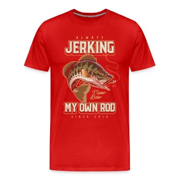 Toujours en train de branler ma canne Pêche amusante Né en 2014 - T-shirt bio Premium Homme - rouge - Devant - Damien (186cm)