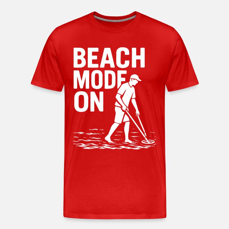 Beach-Modus auf Funny Metal Detecting-Design - Männer Premium Bio T-Shirt - Rot