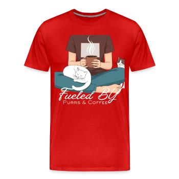 Chaleur Café and Purrs - Men's Premium Organic T-Shirt - red - Front - Damien (186cm)