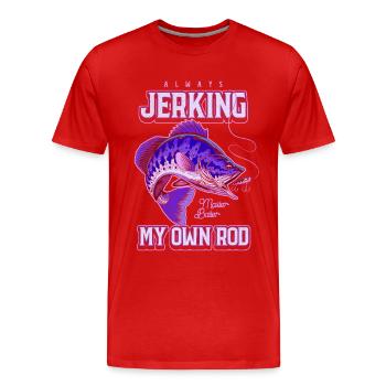Toujours en train de branler ma canne en train de pêcher bizarrement - T-shirt bio Premium Homme - rouge - Devant - Damien (186cm)