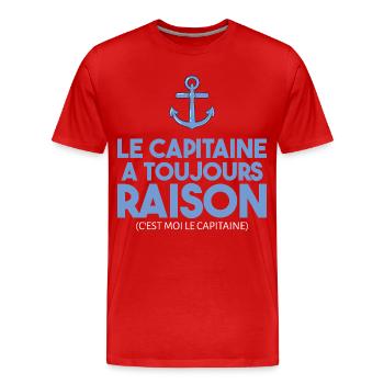 Der Kapitän hat immer recht, Seemannshumor - Männer Premium Bio T-Shirt - Rot - Vorne - Damien (186cm)