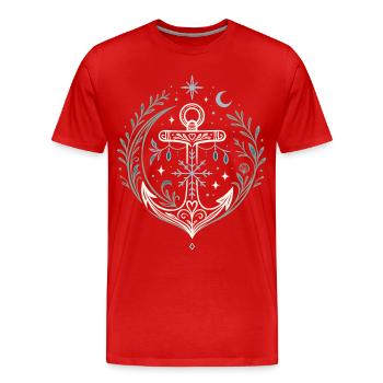 Maritime Weihnachten Anker mit Mond und Sternen - Männer Premium Bio T-Shirt - Rot - Vorne - Damien (186cm)