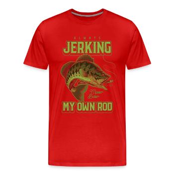 Toujours en train de branler ma canne en train de pêcher bizarrement - T-shirt bio Premium Homme - rouge - Devant - Damien (186cm)