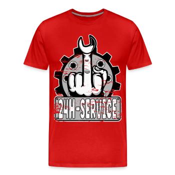 Middle Finger Stinker Finger 24h Service Design Grey - Men's Premium Organic T-Shirt - red - Front - Damien (186cm)