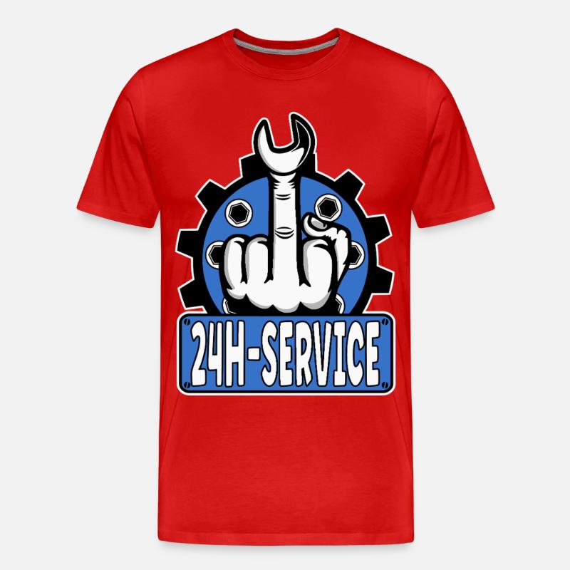 Mittelfinger Stinkerfinger 24h Service Design Blau - Männer Premium Bio T-Shirt - Rot