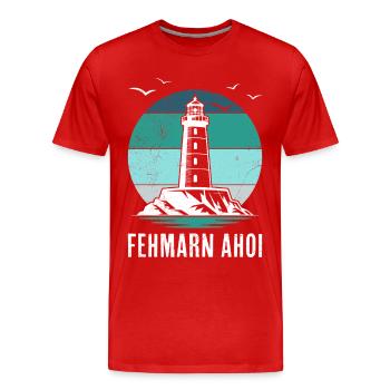 Baltic Sea FEHMARN AHOI Phare Rétro Drôle - T-shirt bio Premium Homme - rouge - Devant - Damien (186cm)