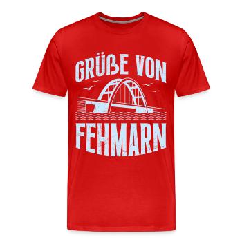 Baltic Sea Holiday Greetings from Fehmarn Fun - Men's Premium Organic T-Shirt - red - Front - Damien (186cm)