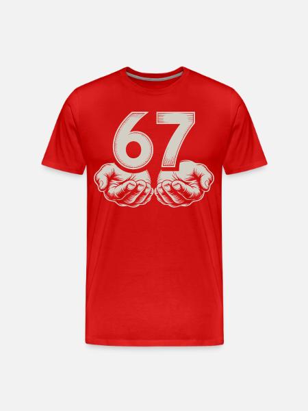 Lustiges 67 Meme Hände Gen Alpha Humor - Männer Premium Bio T-Shirt - Rot