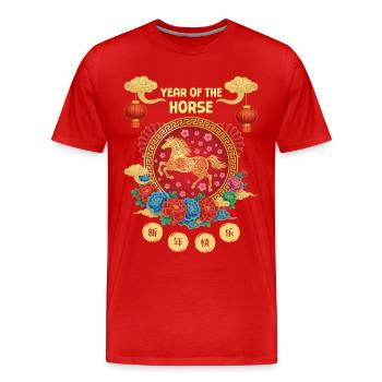 Jahr des Pferdes Chinesisches Tierkreis Chinesisches Neujahr - Männer Premium Bio T-Shirt - Rot - Vorne - Damien (186cm)