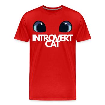 Chat Introvert Yeux Bleus - T-shirt bio Premium Homme - rouge - Devant - Damien (186cm)
