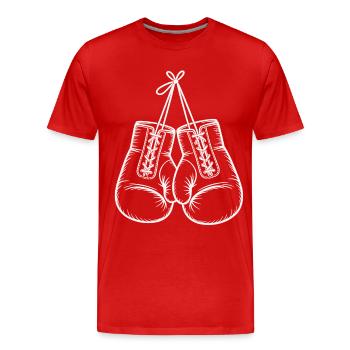 Duo de gants de boxe peints à la main - T-shirt bio Premium Homme - rouge - Devant - Damien (186cm)
