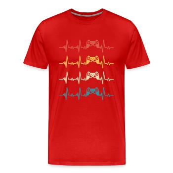 Console de jeu Retro Heartbeat Gamer Gaming  - T-shirt bio Premium Homme - rouge - Devant - Damien (186cm)