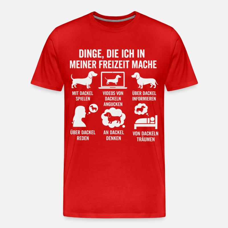 Lustiges Dackel Freizeit Hobby Sprüche - Männer Premium Bio T-Shirt - Rot