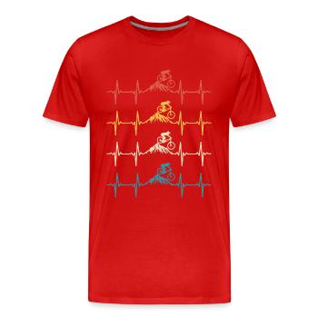 Vélo de montagne Heartbeat retro vélo de montagne  - T-shirt bio Premium Homme - rouge - Devant - Damien (186cm)