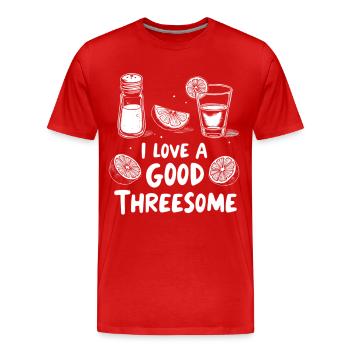 Limonen Dreierliebe - Männer Premium Bio T-Shirt - Rot - Vorne - Damien (186cm)