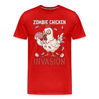 Invasion du poulet zombie - T-shirt bio Premium Homme - rouge - Devant - Damien (186cm)